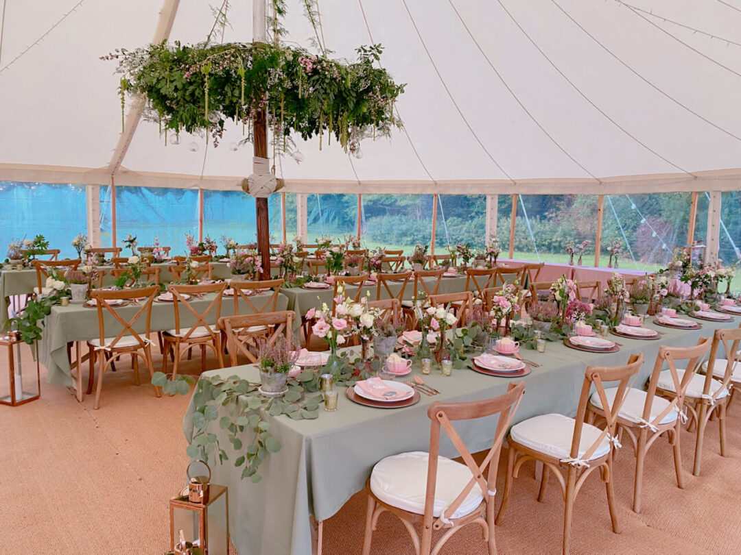 Wedding Decoration and Styling 3 Sage Green Theme Wedding with Rustic Chairs and Foliage